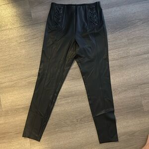 BCBG maxazria black faux leather leggings size S